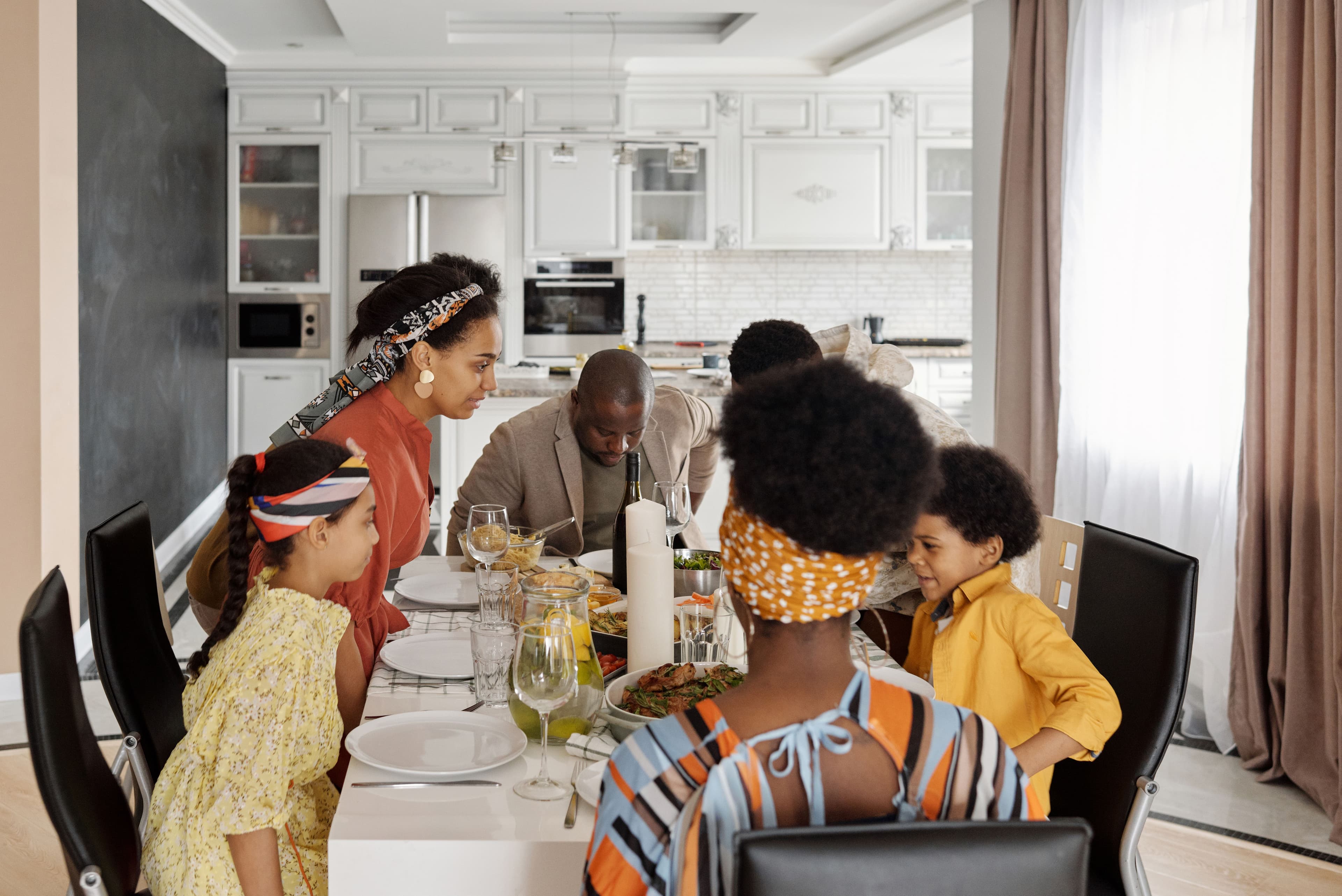 A family sharing an ordinary dinner together at home